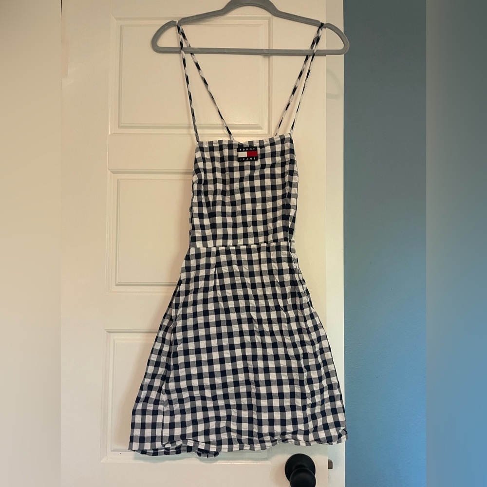 Tommy Hilfiger Navy and White Gingham Dress